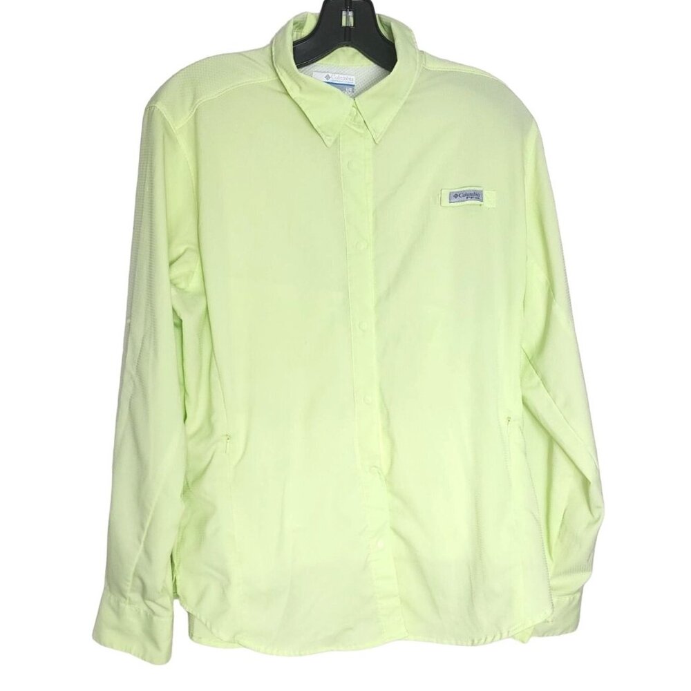 Columbia Sportswear Company L Performance Fishing Gear Lime Green Windbreaker